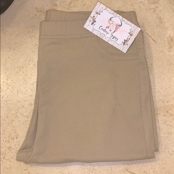 NEW! S/M LEFT! Tan Zipper Detail Moto Leggings - Picture 2 of 2